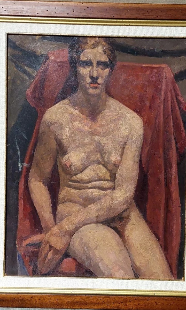 Dipinto olio su cartone primo ventennio del xx secolo-nudo femminile-photo-4