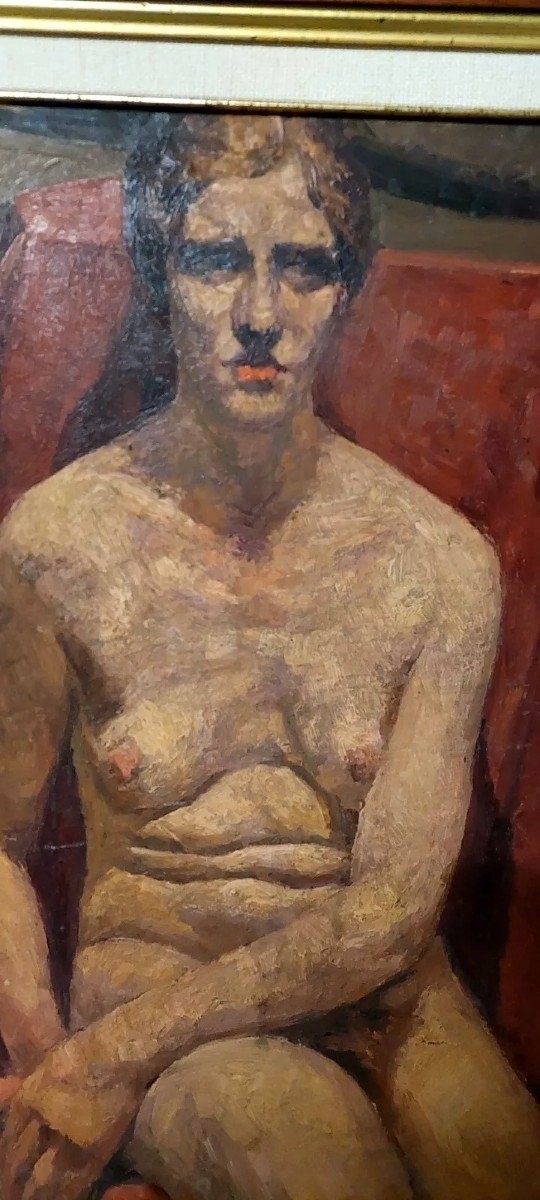 Dipinto olio su cartone primo ventennio del xx secolo-nudo femminile-photo-3