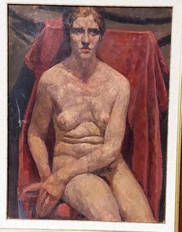 Dipinto olio su cartone primo ventennio del xx secolo-nudo femminile-photo-1
