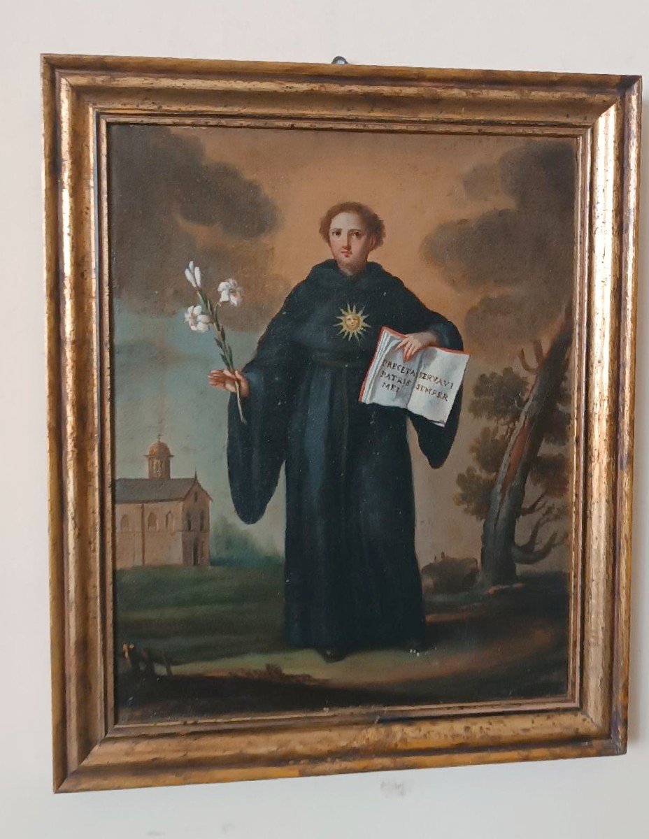Antico dipinto olio su tela- XVIII secolo -SAN NICOLA DA TOLENTINO-photo-2