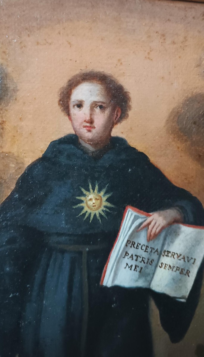 Antico dipinto olio su tela- XVIII secolo -SAN NICOLA DA TOLENTINO-photo-1