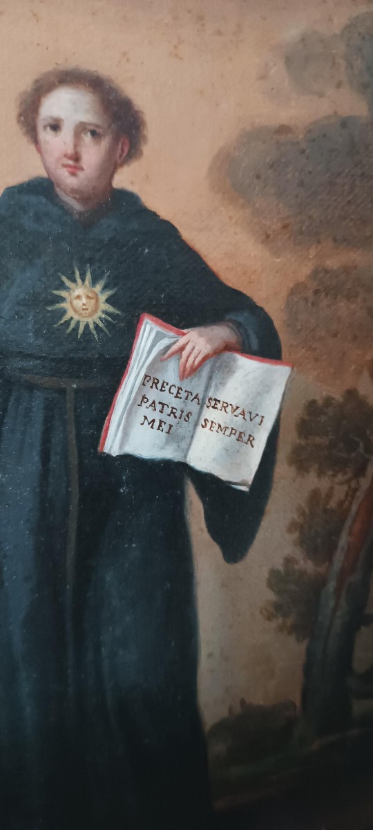 Antico dipinto olio su tela- XVIII secolo -SAN NICOLA DA TOLENTINO-photo-3