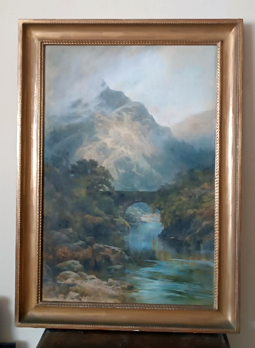 Grande acquerello- Paesaggio  datato 1887 di EDMUND PHIPPS --photo-2