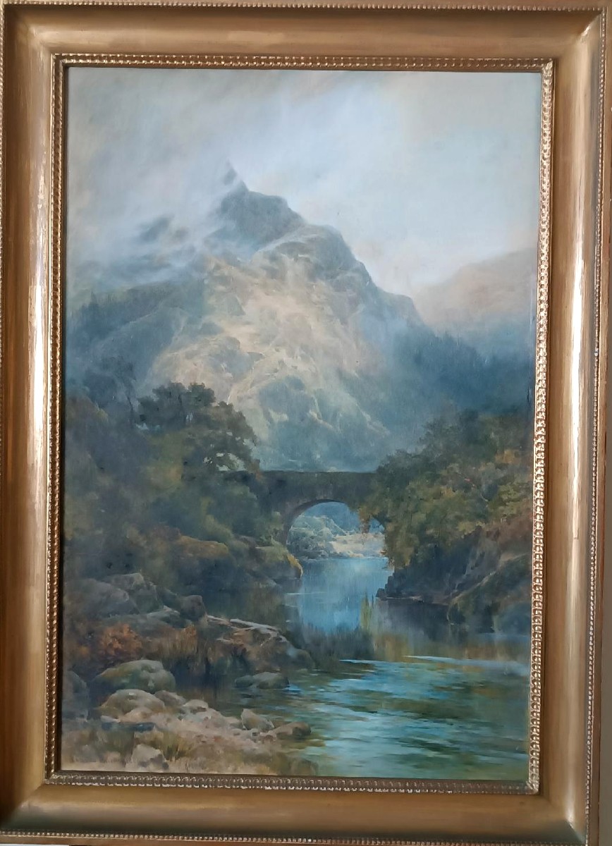 Grande acquerello- Paesaggio  datato 1887 di EDMUND PHIPPS --photo-3