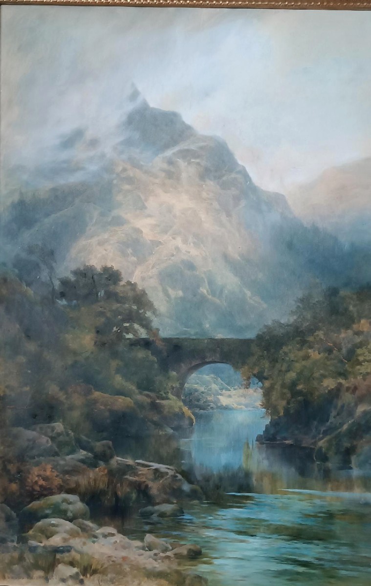 Grande acquerello- Paesaggio  datato 1887 di EDMUND PHIPPS --photo-4