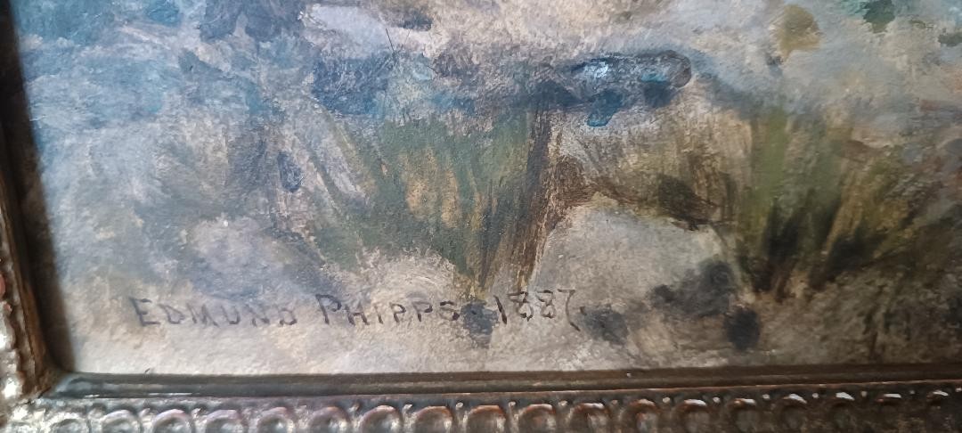 Grande acquerello- Paesaggio  datato 1887 di EDMUND PHIPPS --photo-3