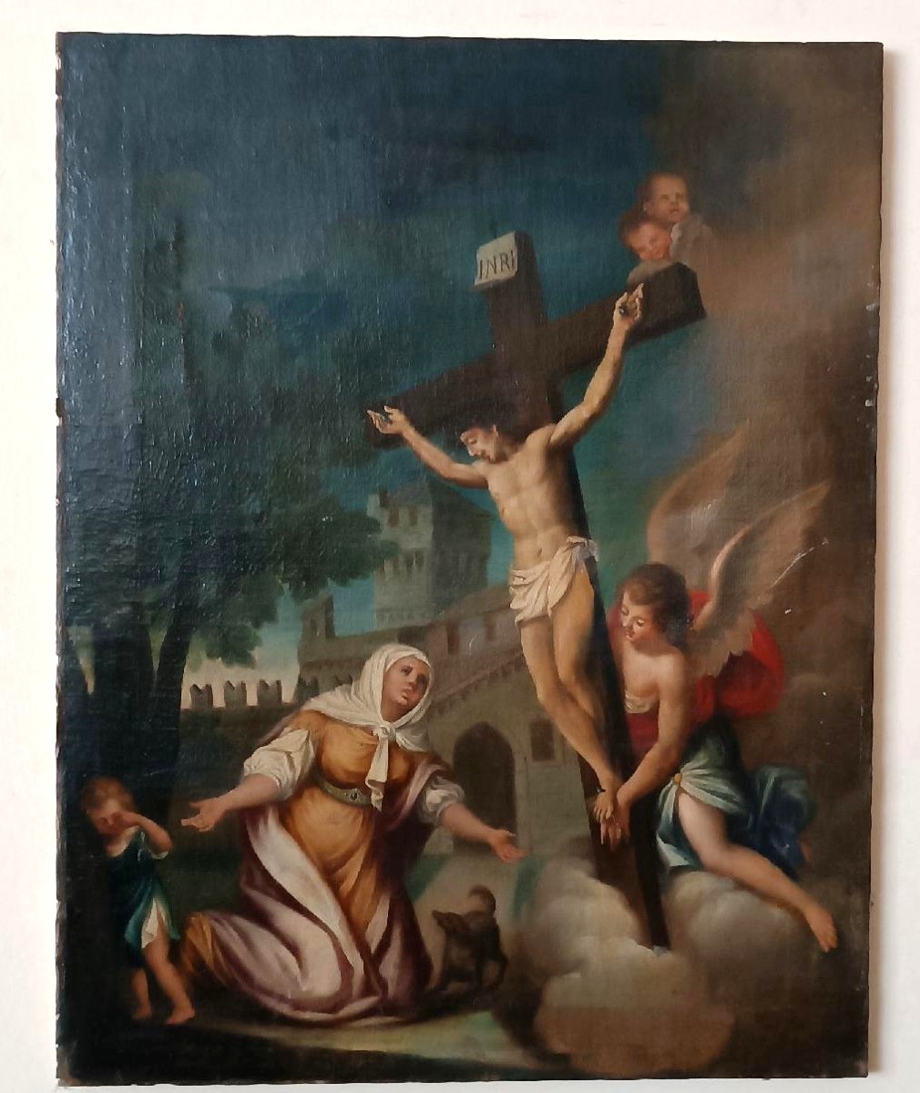 Antico dipinto -olio su tela-ESTASI DI SANTA MARGHERITA DA CORTONA-scuola italiana XVIII secolo-photo-3