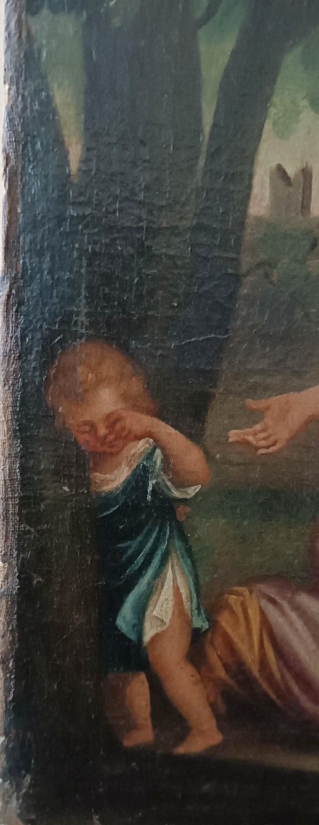 Antico dipinto -olio su tela-crocifissione-scuola italiana XVIII secolo-photo-2