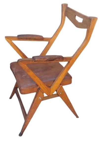 Set Poltrone in Pelle di Quercia Design Anni '50 Originale-photo-4