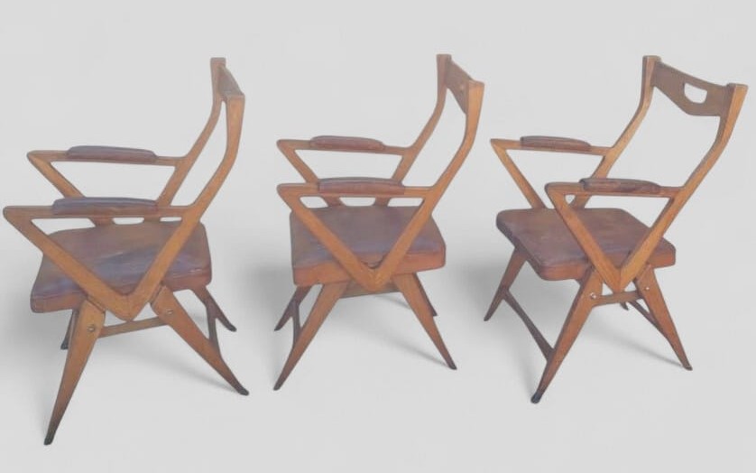 Set Poltrone in Pelle di Quercia Design Anni '50 Originale-photo-3