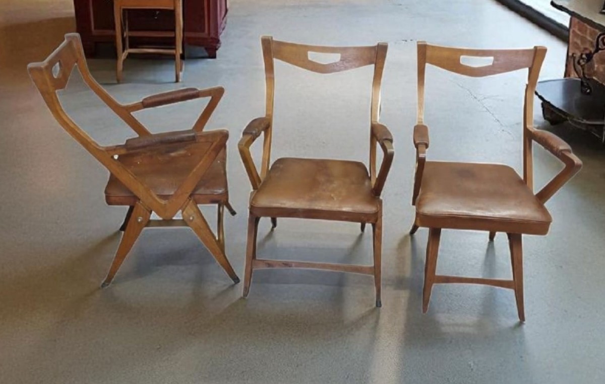 Set Poltrone in Pelle di Quercia Design Anni '50 Originale-photo-2