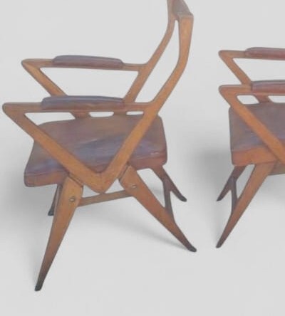 Set Poltrone in Pelle di Quercia Design Anni '50 Originale-photo-3