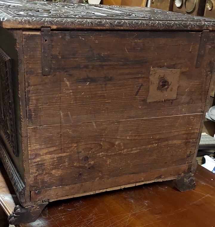 PICCOLA CASSA LEGNO  FINEMENTE INTAGLIATA STILE RINASCIMENTO XIX SECOLO TOSCANA-photo-4