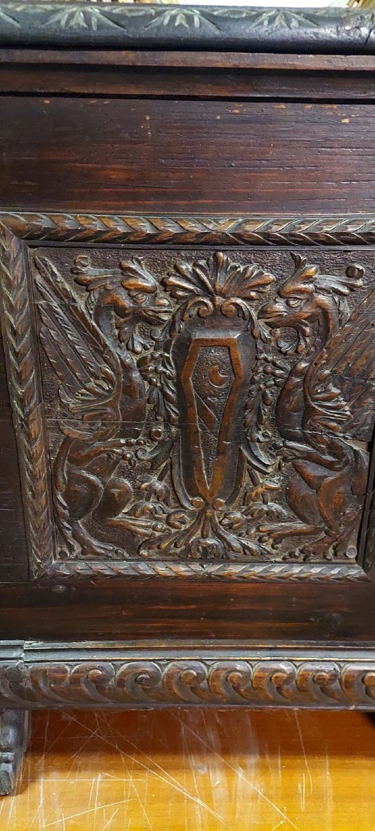 PICCOLA CASSA LEGNO  FINEMENTE INTAGLIATA STILE RINASCIMENTO XIX SECOLO TOSCANA-photo-6