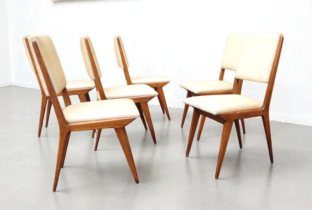 6 SEDIE LEGNO DESIGN ITALIANO  MILD CENTURY CARLO DE CARLI-photo-3