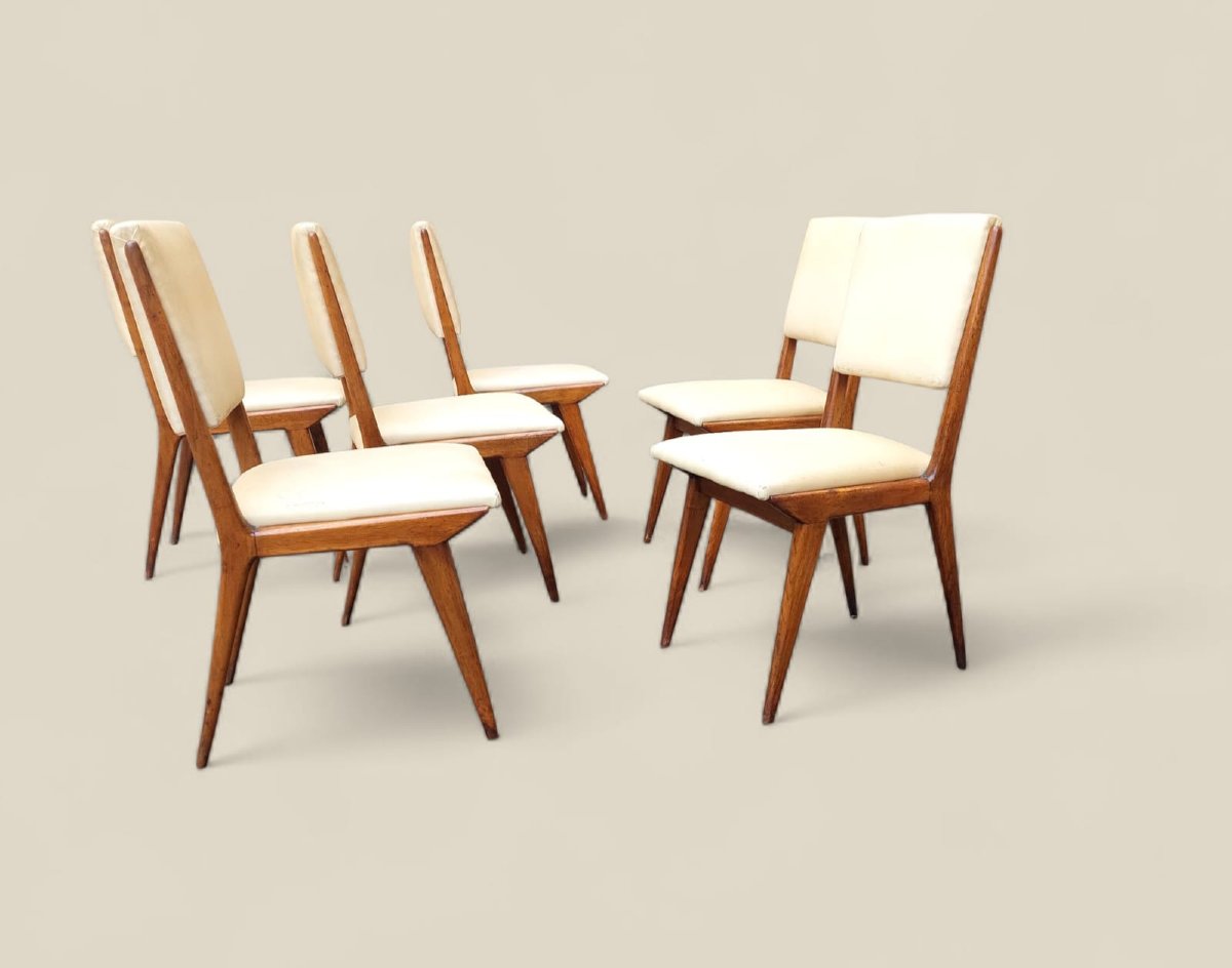 6 SEDIE LEGNO DESIGN ITALIANO  MILD CENTURY CARLO DE CARLI-photo-1