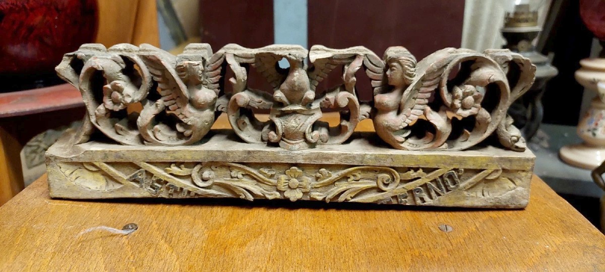 ANTICO FRAMMENTO DI CARRETTO SICILIANO XIX SECOLO LEGNO INTAGLIATO-photo-3