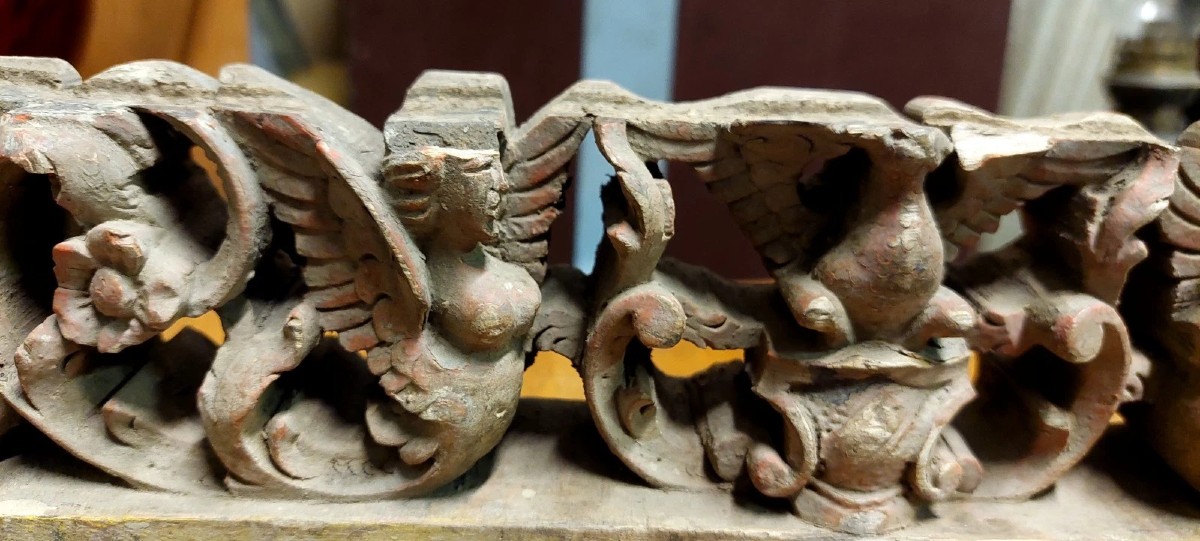 ANTICO FRAMMENTO DI CARRETTO SICILIANO XIX SECOLO LEGNO INTAGLIATO-photo-1