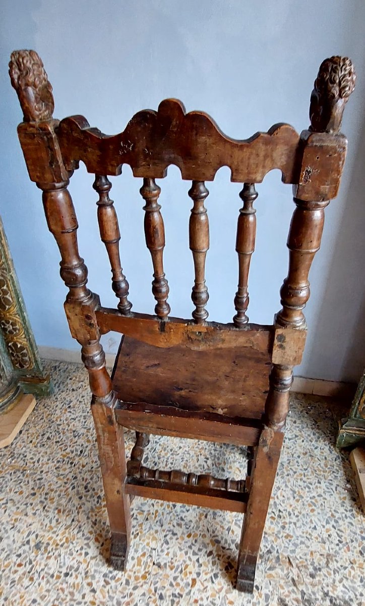 Coppia Sedie Intagliate Manifattura Italiana Del XVII Secolo Rare-photo-2