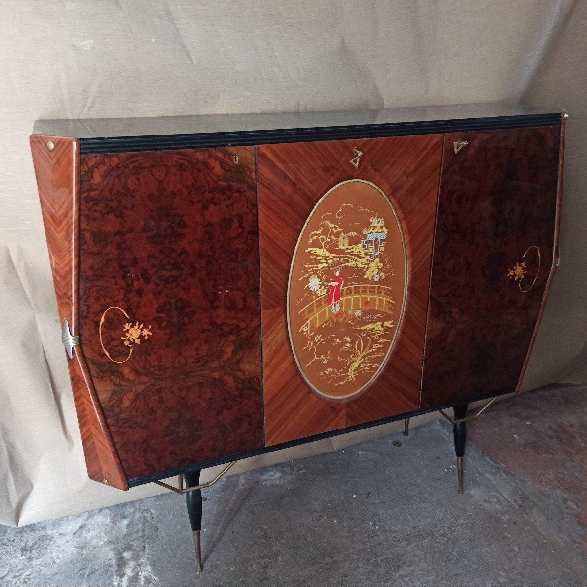 Mobile bar credenza anni 50 attribuito a paolo buffa-photo-2