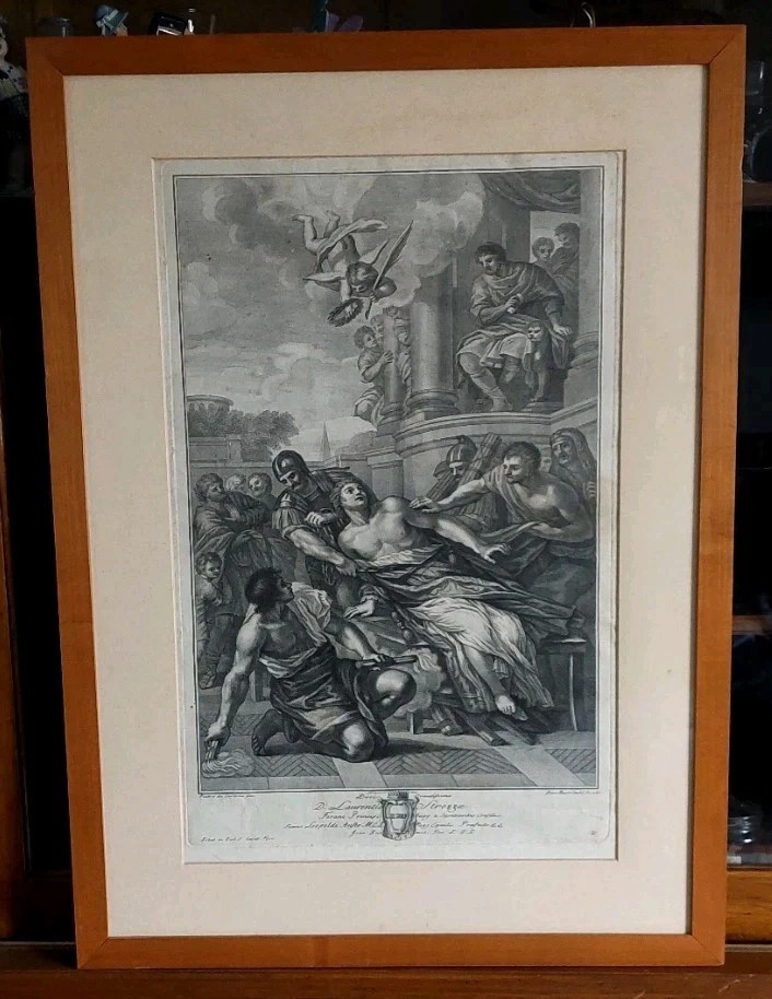 INCISIONE MARTIRIO DI SAN LORENZO CECCHI GIOVANNI BATTISTA 1776