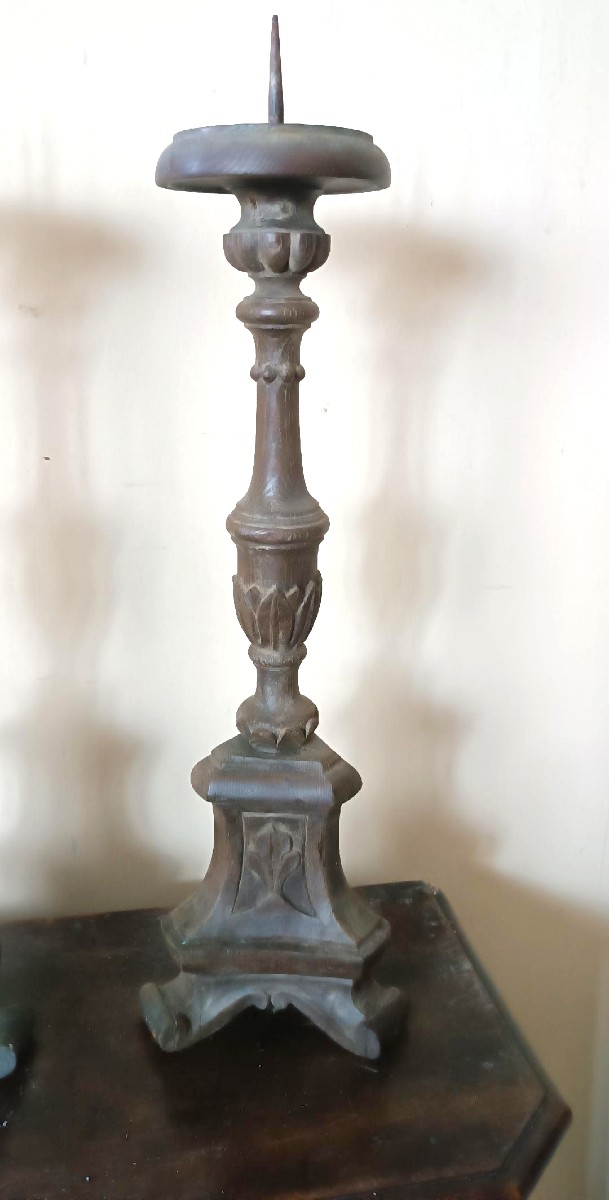 Coppia candelieri in legno italia fine XVIII secolo-photo-4