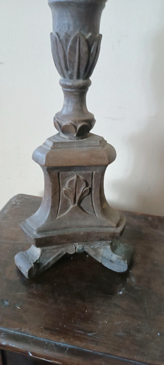 Coppia candelieri in legno italia fine XVIII secolo-photo-2