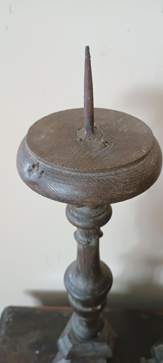 Coppia candelieri in legno italia fine XVIII secolo-photo-3