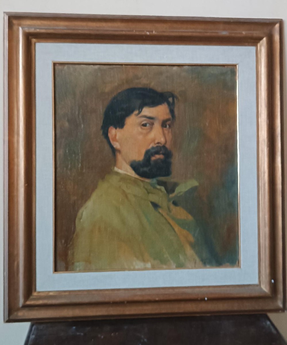 Olio su tela ritratto anni 20-dipinto sul retro -Giuseppe Torelli ( 1881 -1959 )-photo-2