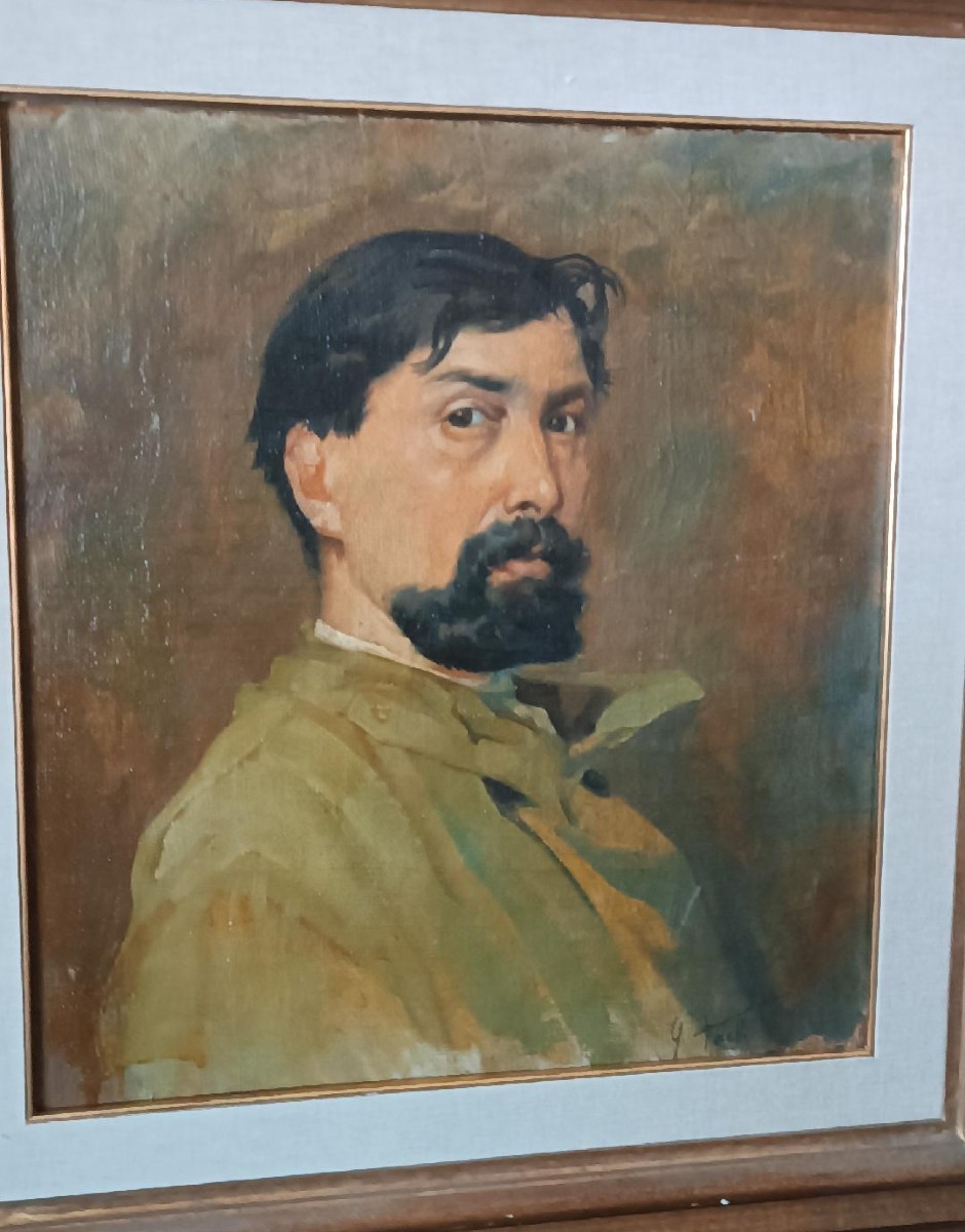 Olio su tela ritratto anni 20-dipinto sul retro -Giuseppe Torelli ( 1881 -1959 )-photo-3