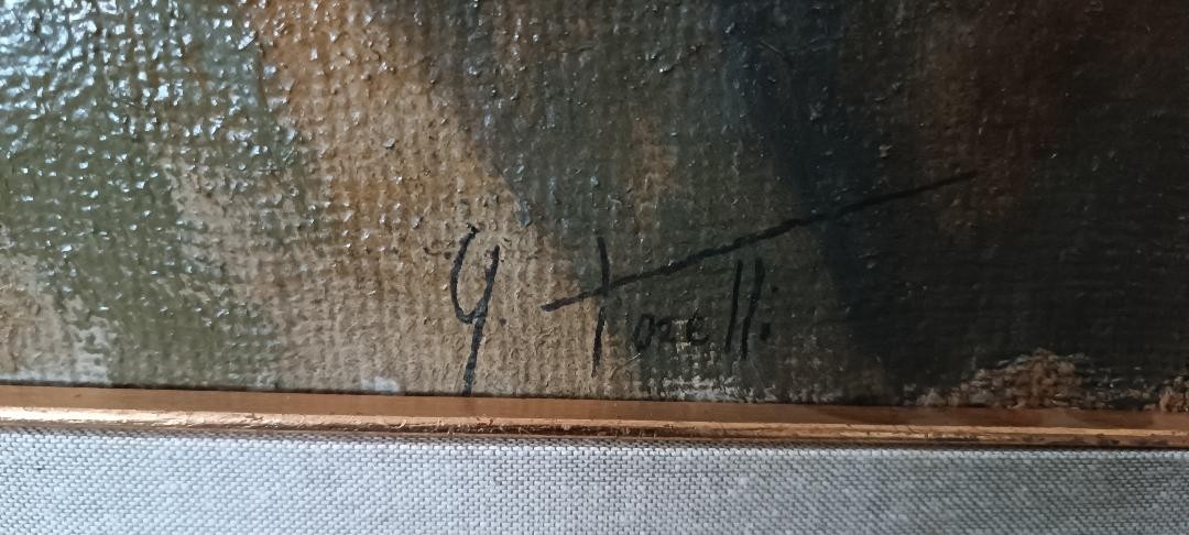 Olio su tela ritratto anni 20-dipinto sul retro -Giuseppe Torelli ( 1881 -1959 )-photo-2