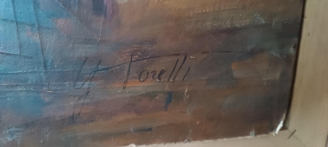 Olio su tela ritratto anni 20-dipinto sul retro -Giuseppe Torelli ( 1881 -1959 )-photo-5