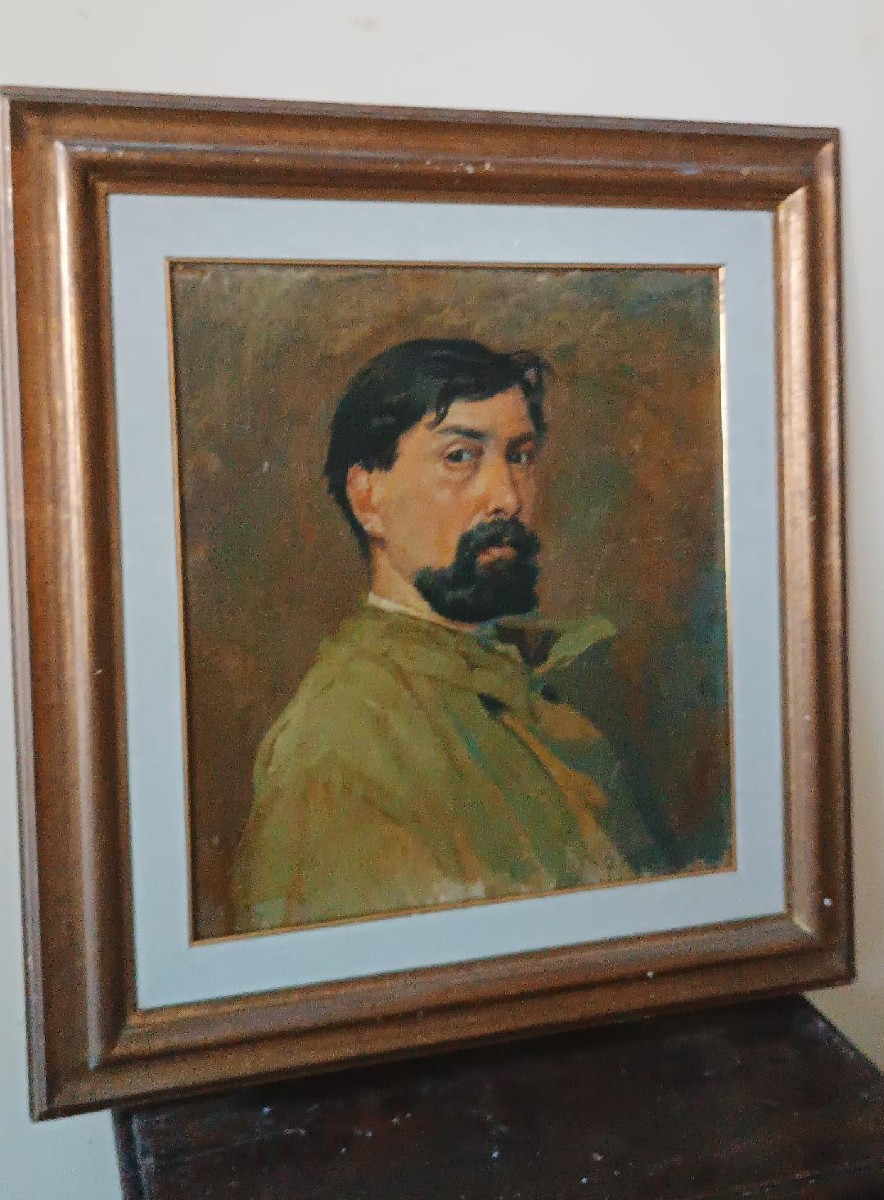 Olio su tela ritratto anni 20-dipinto sul retro -Giuseppe Torelli ( 1881 -1959 )