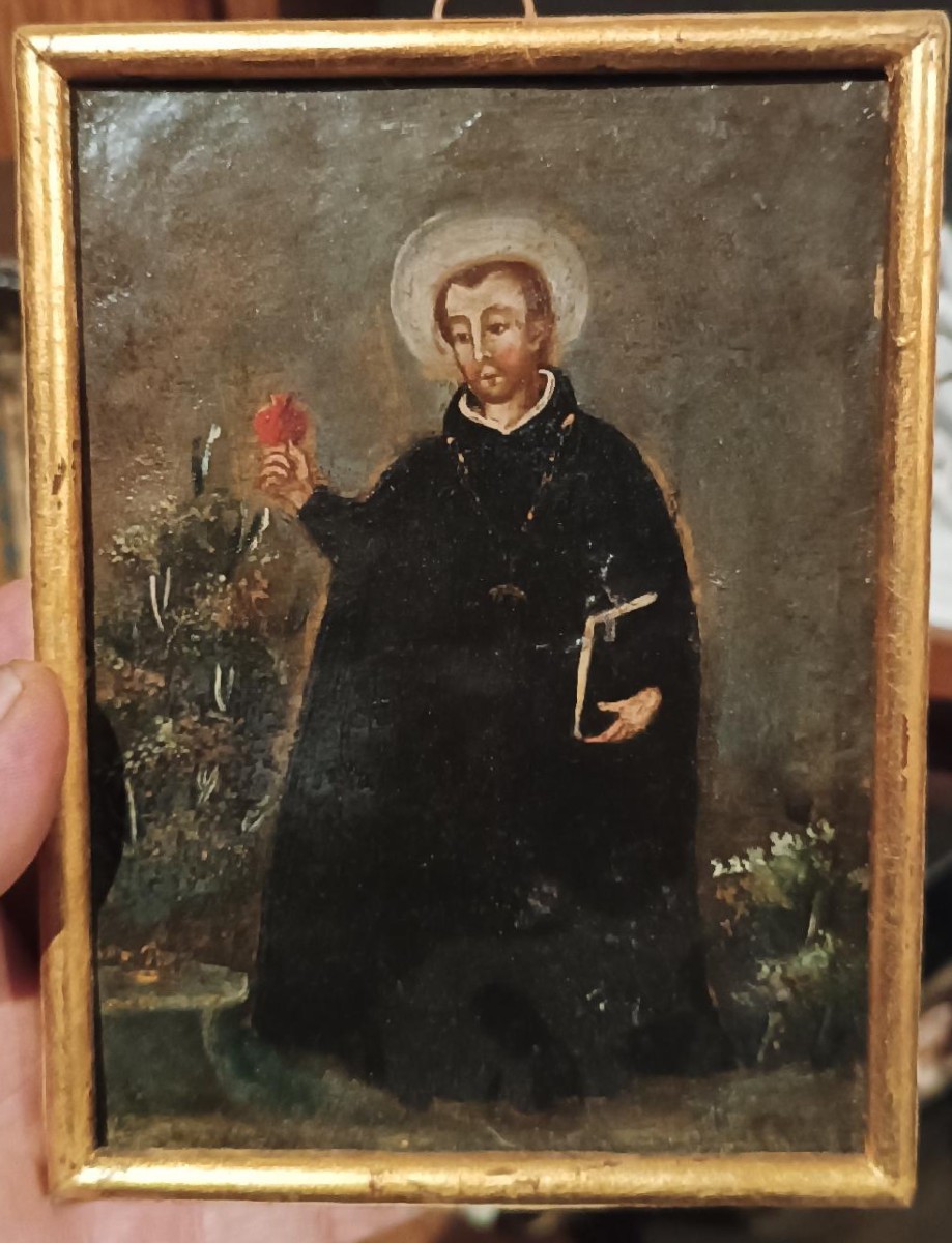 Dipinto su rame raffigurante Santo gesuita scuola spagnola XVIII secolo-photo-2