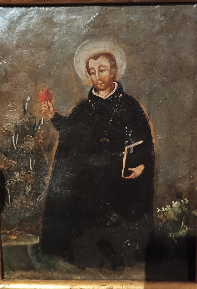 Dipinto su rame raffigurante Santo gesuita scuola spagnola XVIII secolo-photo-1