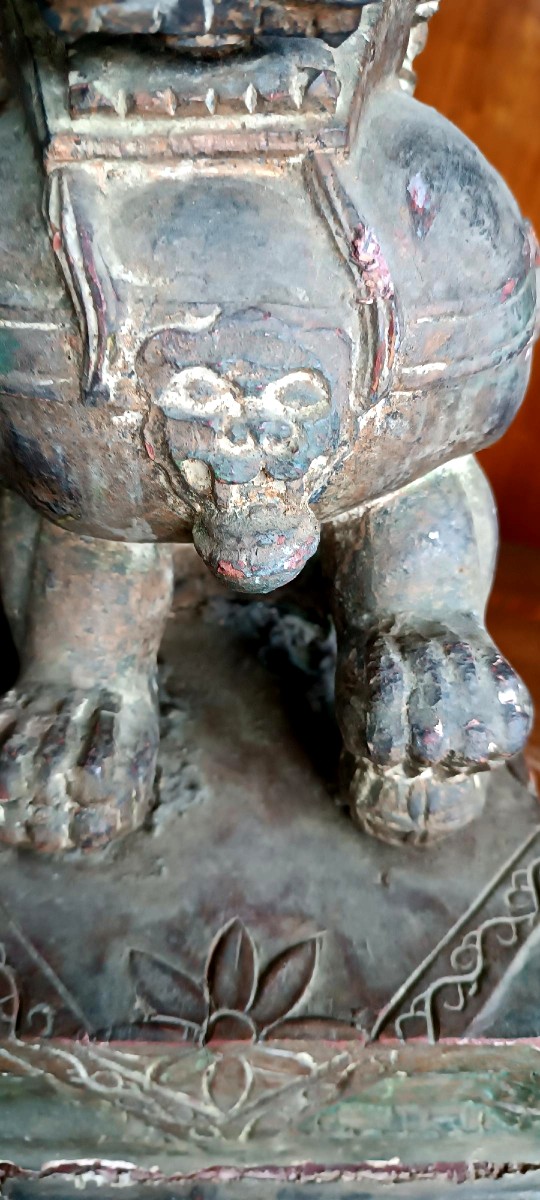 Cane di pho in legno laccato-Cina primi xx secolo-photo-1
