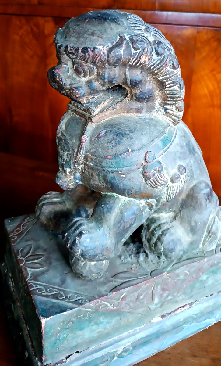 Cane di pho in legno laccato-Cina primi xx secolo-photo-2
