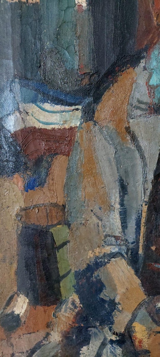 GRANDE Olio su tela FERRUCCIO FERRI -1955 - "IL PESCATORE" TELA 105X75 CM-photo-6