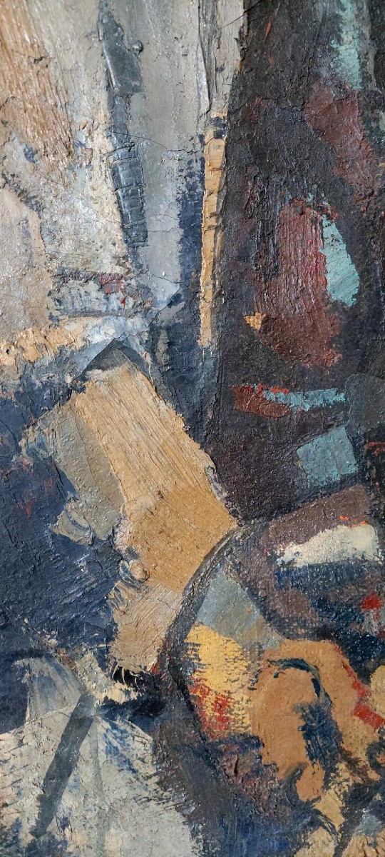 GRANDE Olio su tela FERRUCCIO FERRI -1955 - "IL PESCATORE" TELA 105X75 CM-photo-7