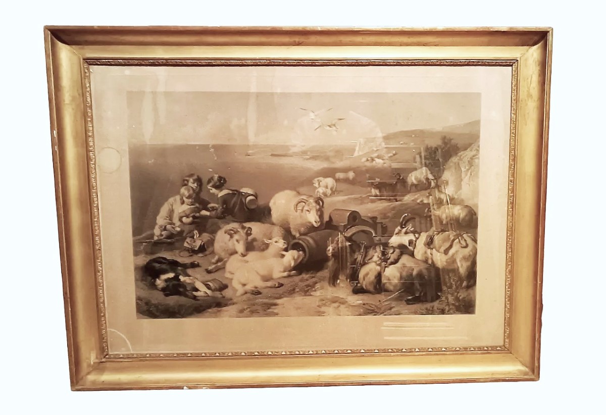 Grande cornice dorata carlo X -Incsione-PRIMA META' XIX SECOLO-photo-2