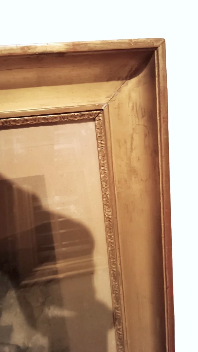 Grande cornice dorata carlo X -Incsione-PRIMA META' XIX SECOLO-photo-1