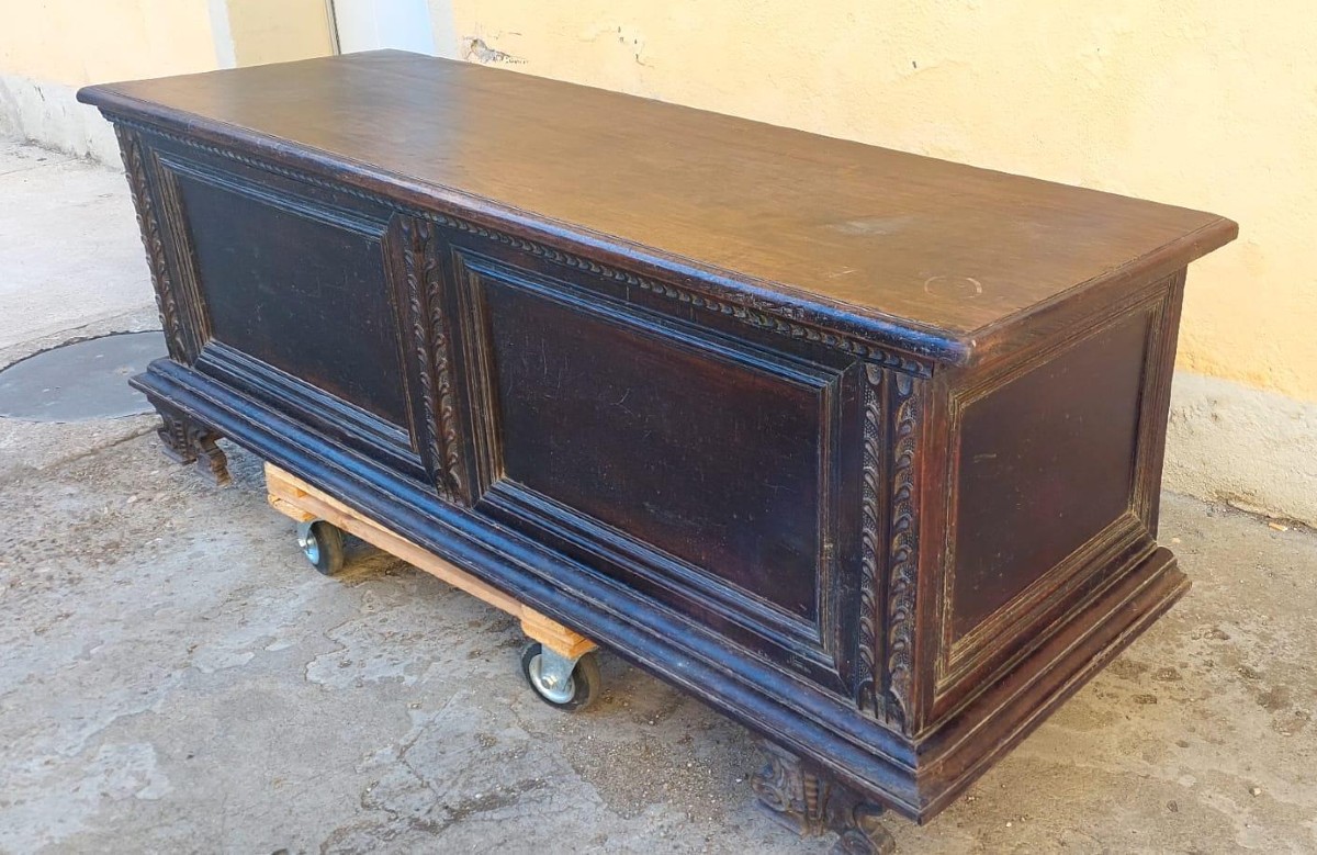 Cassapanca antica Italia XVII secolo-photo-3