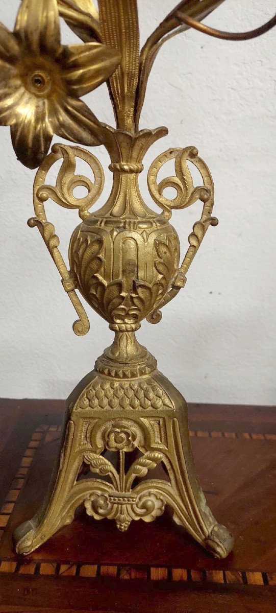 CANDELIERE IN BRONZO DORATO FRANCIA FINE XIX SECOLO-photo-1