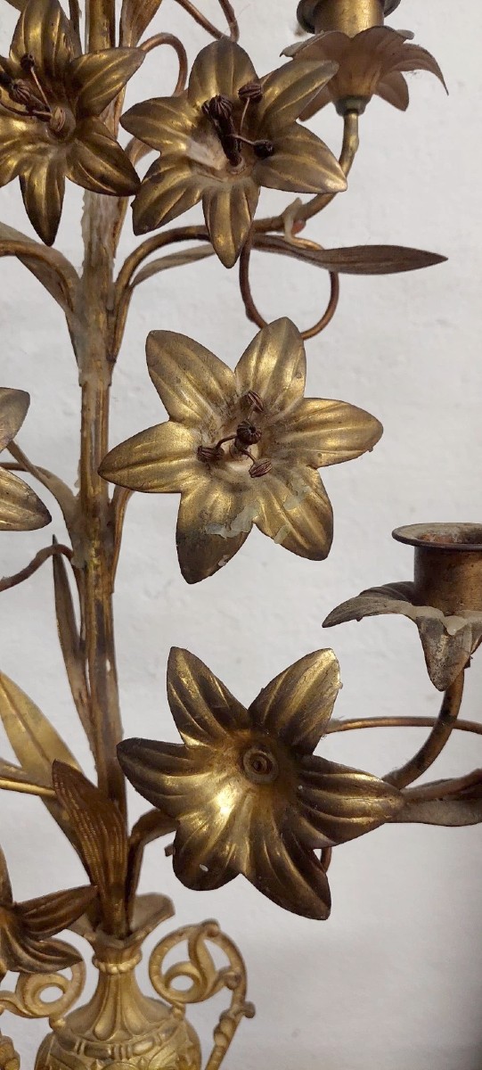 CANDELIERE IN BRONZO DORATO FRANCIA FINE XIX SECOLO-photo-3