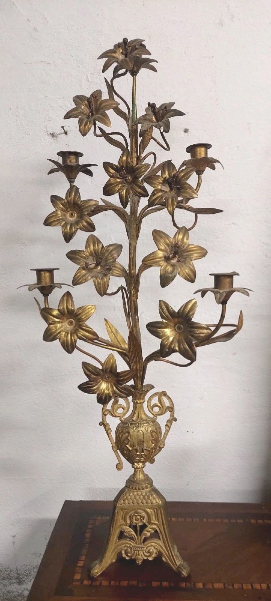 CANDELIERE IN BRONZO DORATO FRANCIA FINE XIX SECOLO