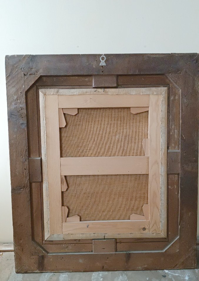 Dipinto olio su tela ritratto  metà del XIX secolo-scuola europea-photo-5