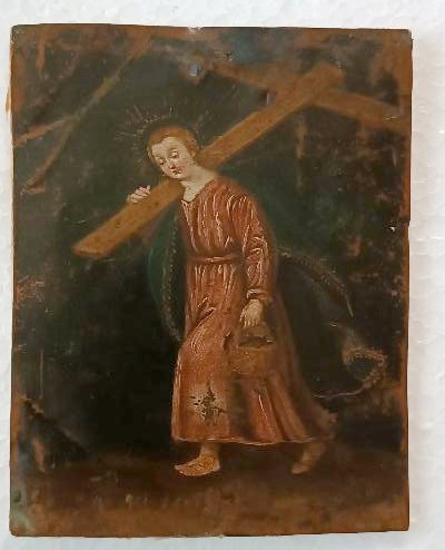 Piccolo dipinto su rame SAN CRISTOFORO XVII\XVIII SECOLO-photo-3