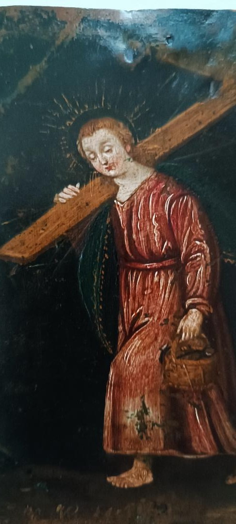 Piccolo dipinto su rame SAN CRISTOFORO XVII\XVIII SECOLO