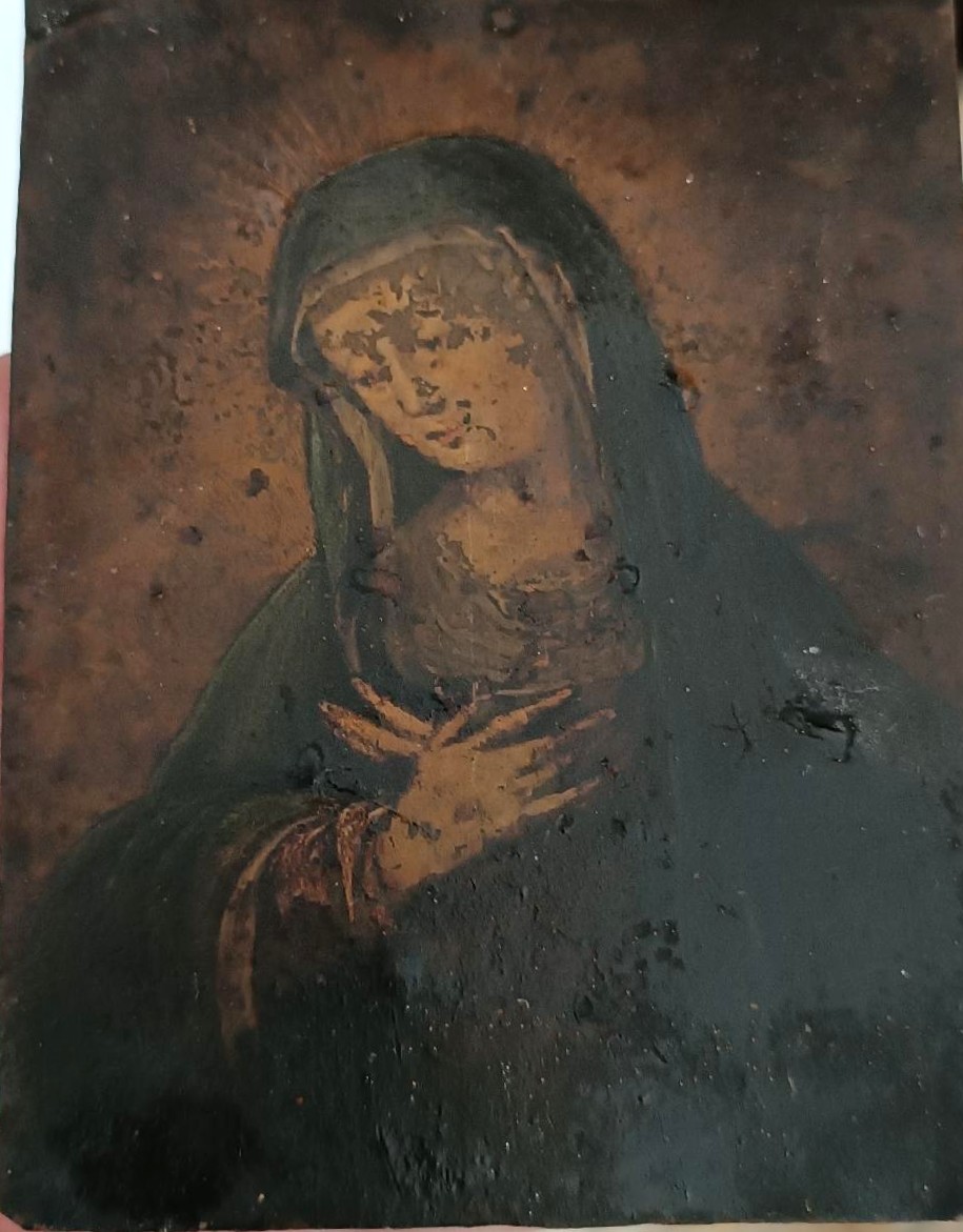 Antico dipinto su rame raffigurante Maria Vergine XVII\XVIII secolo-photo-3