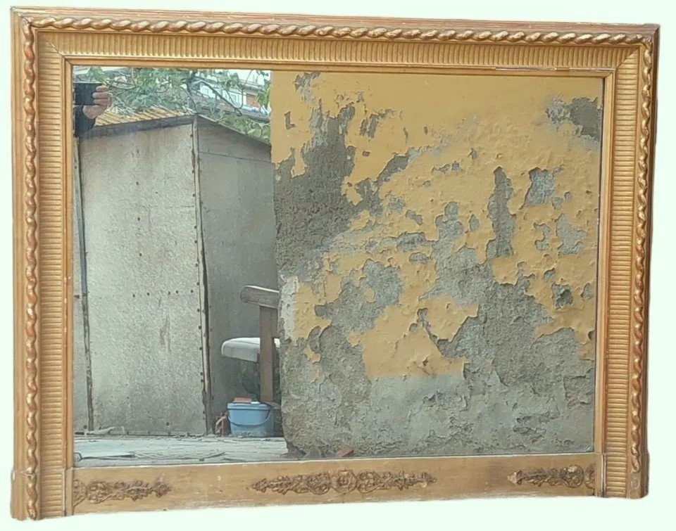 Grande Specchiera Carlo X antica Legno Dorata Oro Zecchino Originale-photo-2